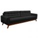 Sofá 3 Lugares Sala de Estar Eros 180 cm Veludo Preto Base Fixa G15 - Gran Belo
