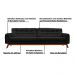Sofá 3 Lugares Sala de Estar Eros 180 cm Veludo Preto Base Fixa G15 - Gran Belo