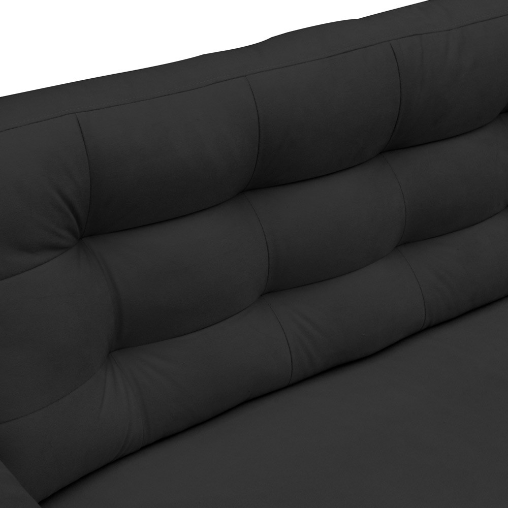 Sofá 3 Lugares Sala de Estar Eros 180 cm Veludo Preto Base Fixa G15 - Gran Belo
