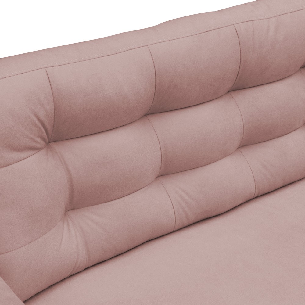 Sofá 3 Lugares Sala de Estar Eros 180 cm Veludo Rosê Base Fixa G15 - Gran Belo
