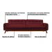 Sofá 3 Lugares Sala de Estar Eros 180 cm Veludo Vinho Base Fixa G15 - Gran Belo