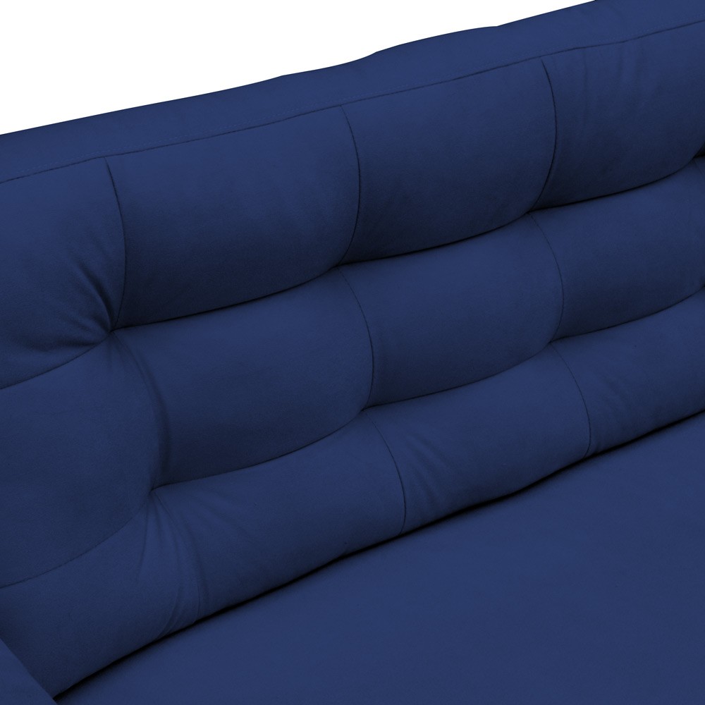 Sofá 3 Lugares Sala de Estar Eros 210 cm Veludo Azul Marinho Base Fixa G15 - Gran Belo