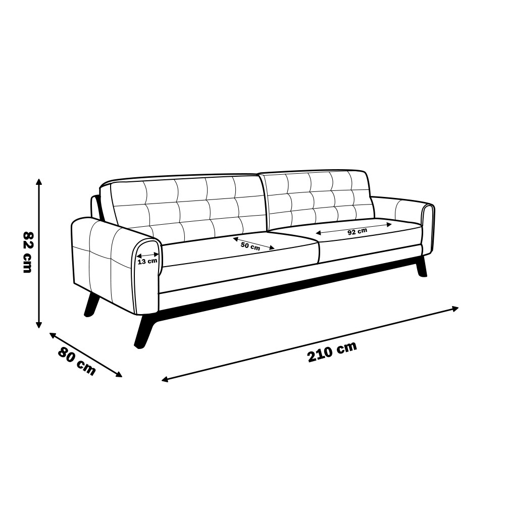 Sofá 3 Lugares Sala de Estar Eros 210 cm Veludo Rosê Base Fixa G15 - Gran Belo