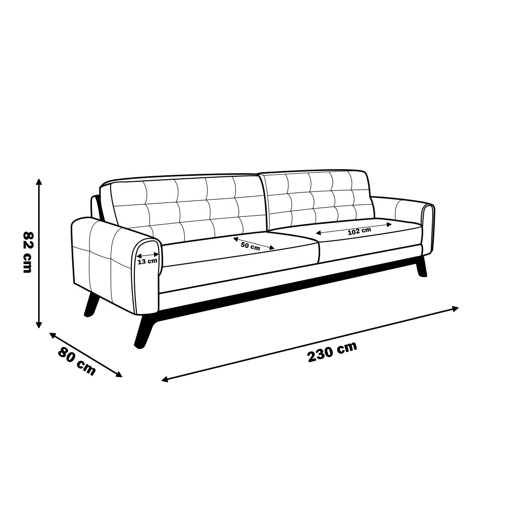 Sofá 3 Lugares Sala de Estar Eros 230 cm Veludo Azul Bic Base Fixa G15 - Gran Belo