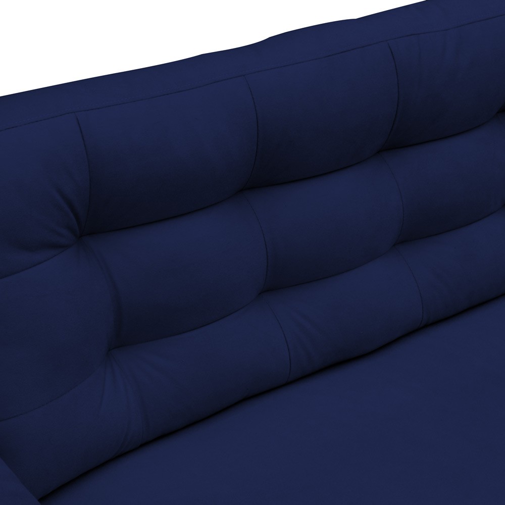 Sofá 3 Lugares Sala de Estar Eros 230 cm Veludo Azul Bic Base Fixa G15 - Gran Belo