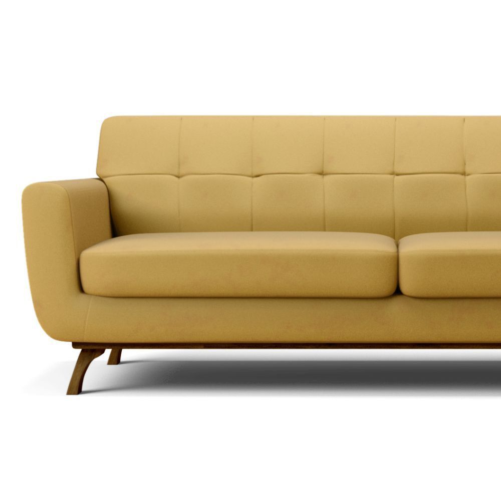 Sofá 3 Lugares Sala de Estar Loki 210cm Veludo Amarelo G15 - Gran Belo