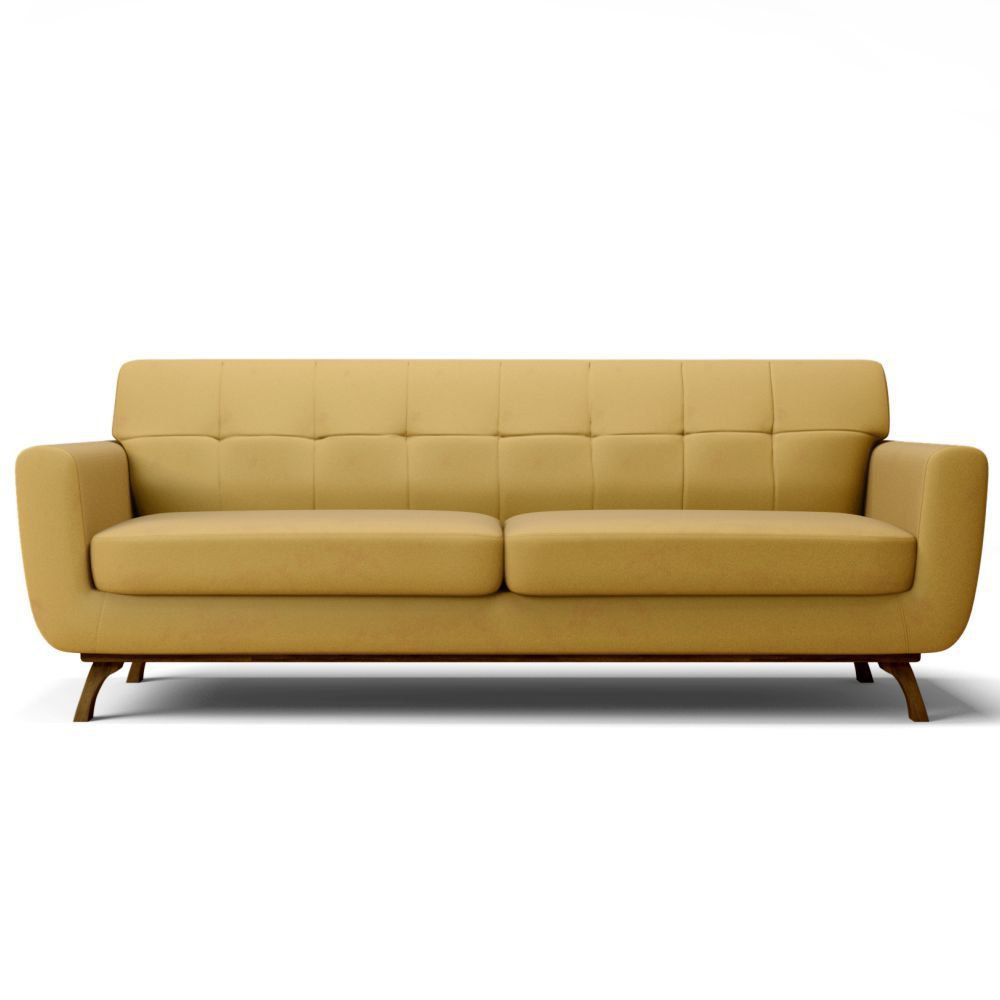 Sofá 3 Lugares Sala de Estar Loki 210cm Veludo Amarelo G15 - Gran Belo