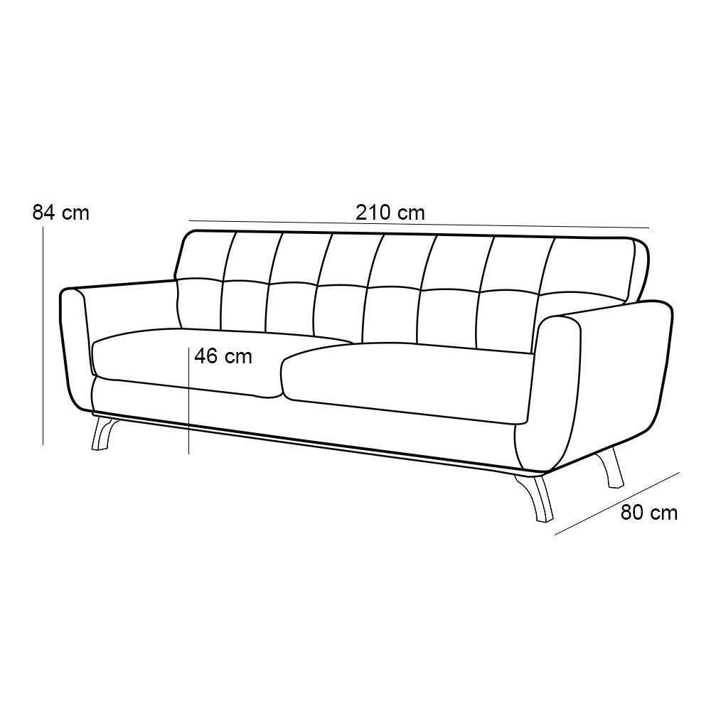 Sofá 3 Lugares Sala de Estar Loki 210cm Veludo Amarelo G15 - Gran Belo