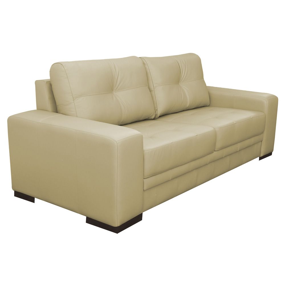 Sofá 3 Lugares Sala de Estar Milano 210cm Couro Bege G58 - Gran Belo