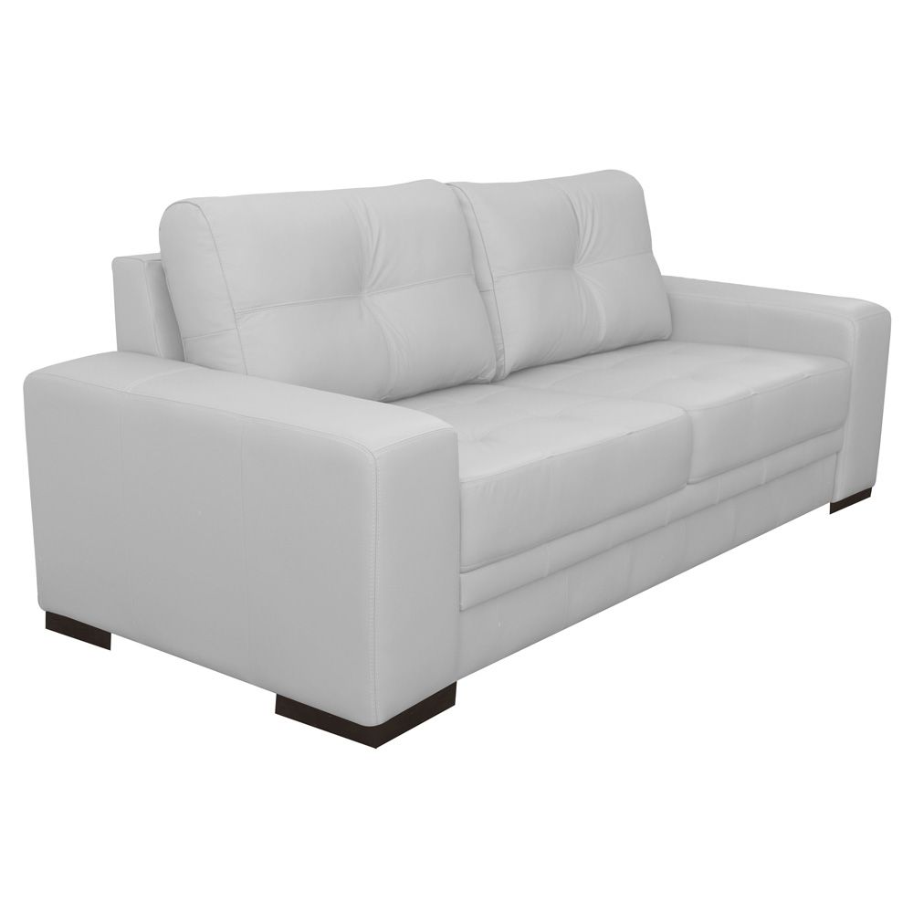 Sofá 3 Lugares Sala de Estar Milano 210cm Couro Branco G58 - Gran Belo