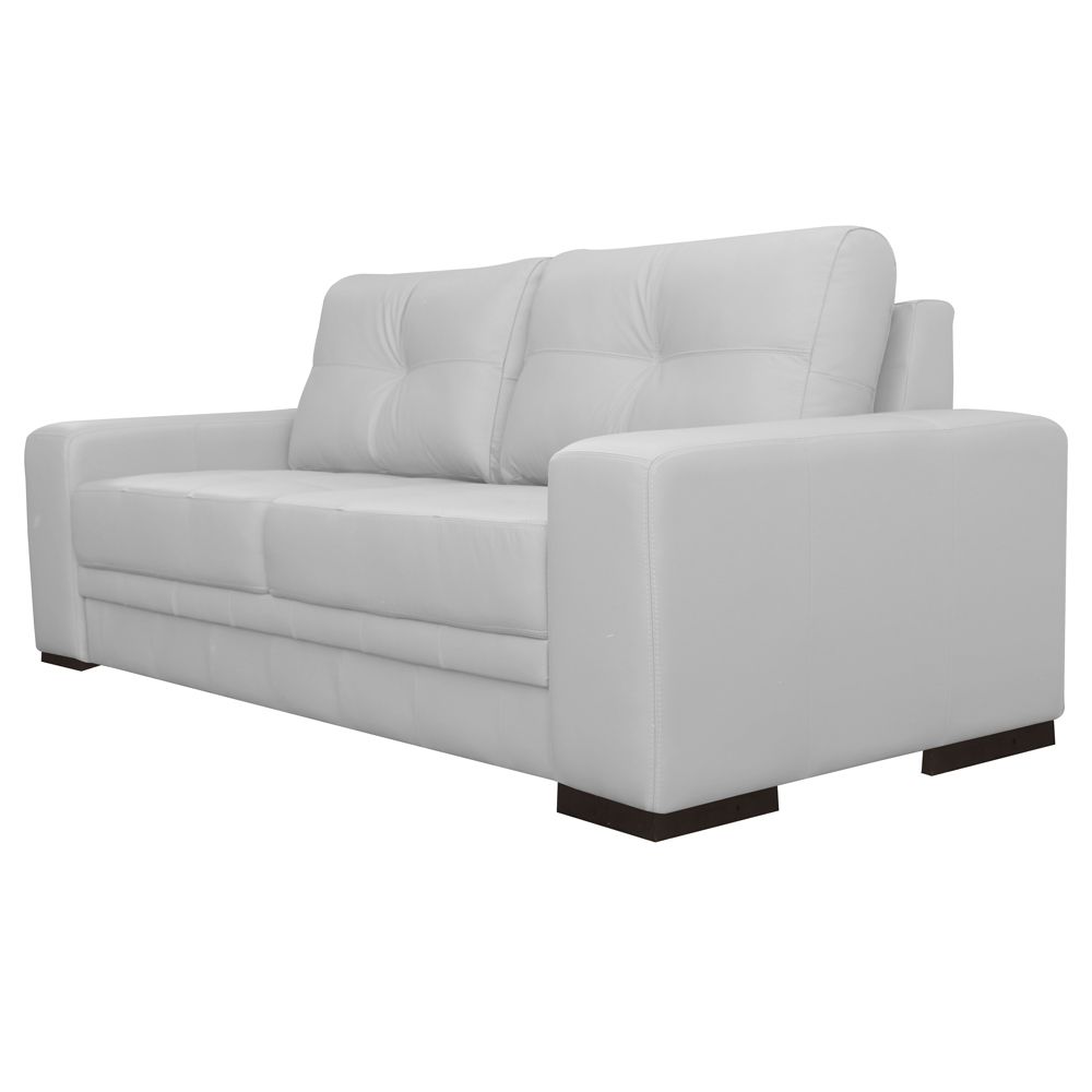 Sofá 3 Lugares Sala de Estar Milano 210cm Couro Branco G58 - Gran Belo