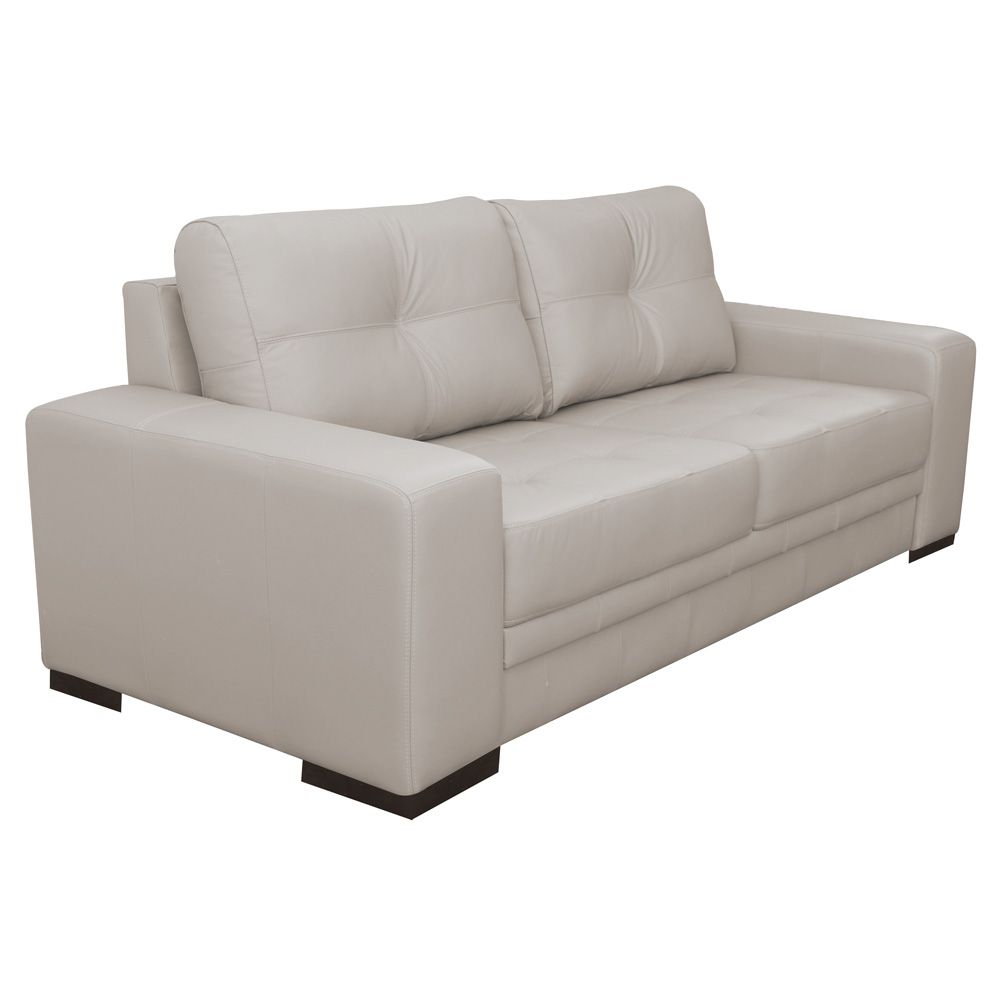 Sofá 3 Lugares Sala de Estar Milano 210cm Couro Off White G58 - Gran Belo