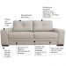 Sofá 3 Lugares Sala de Estar Milano 210cm Couro Off White G58 - Gran Belo