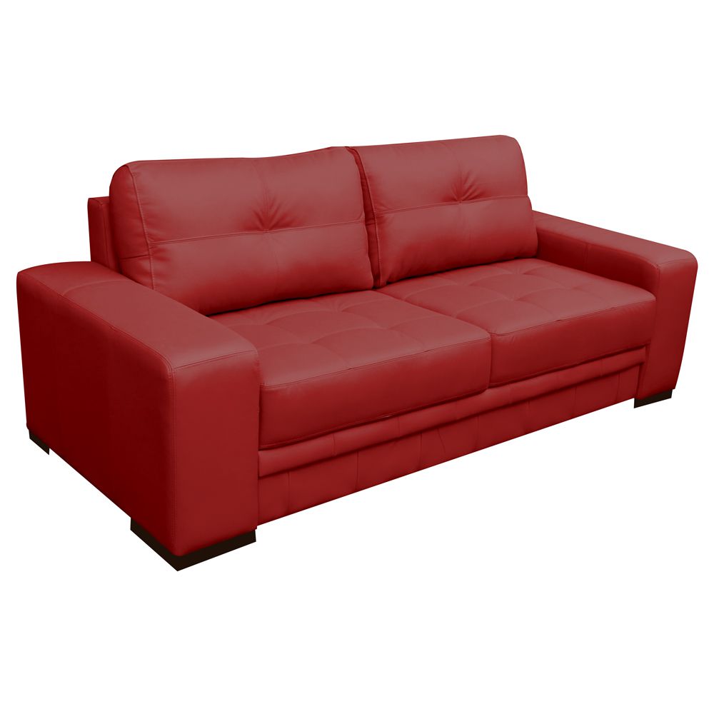 Sofá 3 Lugares Sala de Estar Milano 210cm Couro Vermelho G58 - Gran Belo