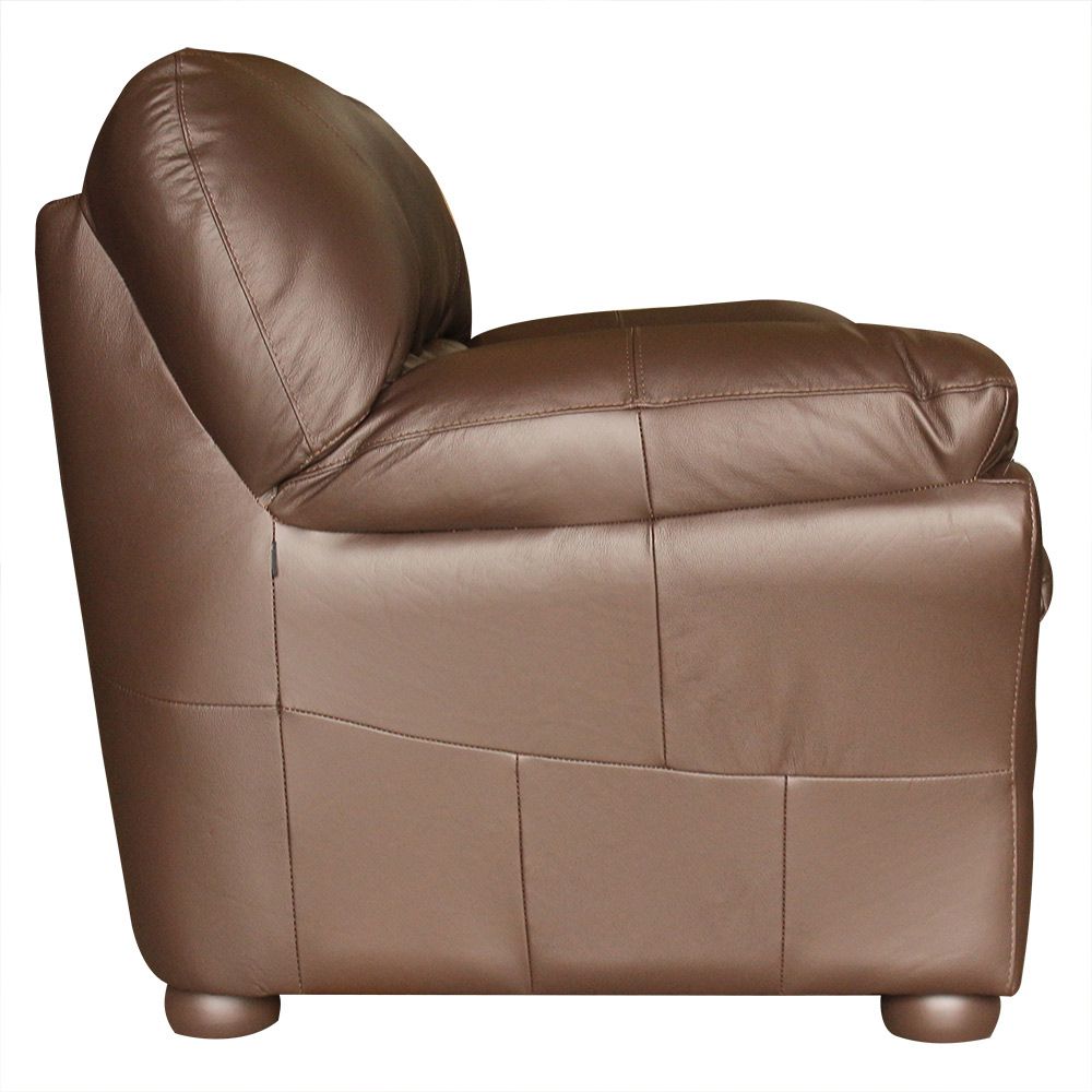 Sofá 3 Lugares Sala de Estar Pés Madeira 212cm Laura Couro Chocolate G03 - Gran Belo
