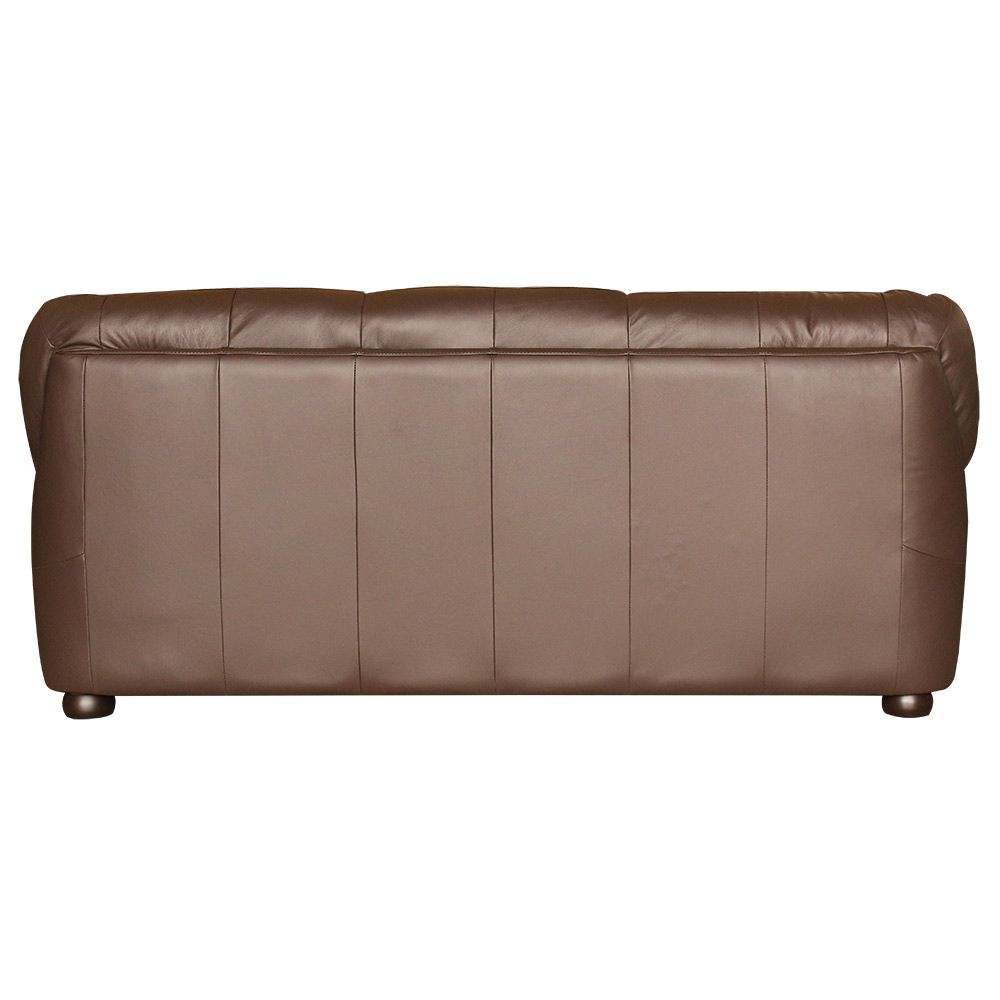 Sofá 3 Lugares Sala de Estar Pés Madeira 212cm Laura Couro Chocolate G03 - Gran Belo