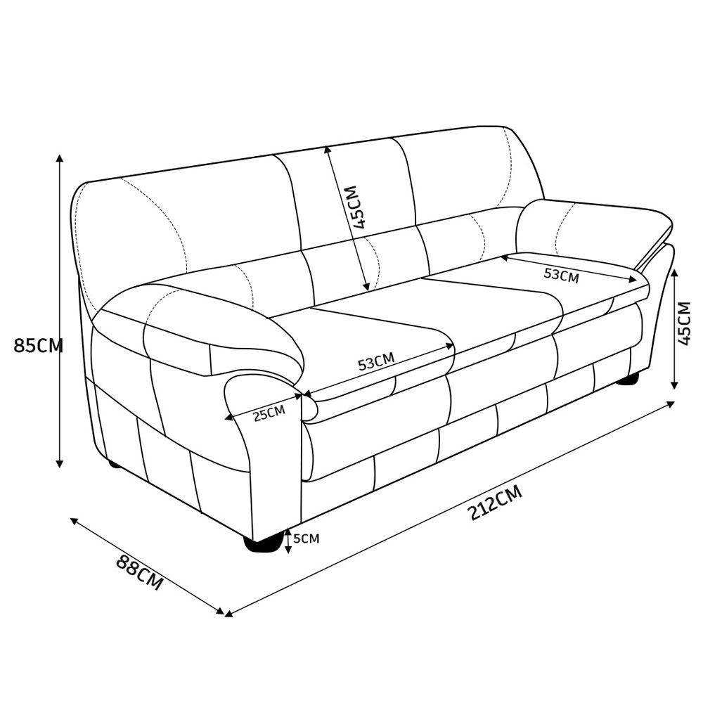 Sofá 3 Lugares Sala de Estar Pés Madeira 212cm Laura Couro Off White G03 - Gran Belo