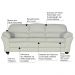 Sofá 3 Lugares Sala de Estar Pés Madeira 212cm Laura Couro Off White G03 - Gran Belo