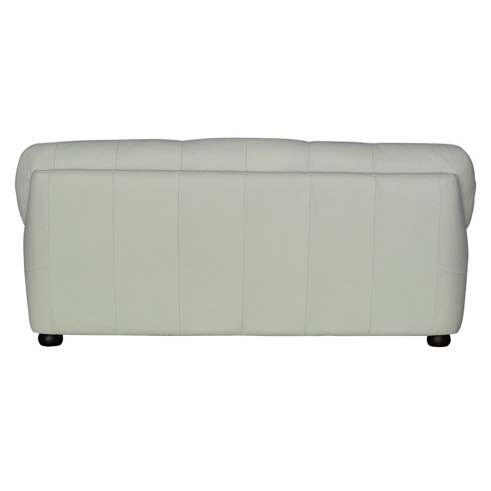 Sofá 3 Lugares Sala de Estar Pés Madeira 212cm Laura Couro Off White G03 - Gran Belo