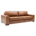 Sofá 3 Lugares Sala de Estar Pés Madeira Aisla 210 cm Couro Camel - Gran Belo