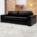 Sofá 3 Lugares Sala de Estar Pés Madeira Aisla 210 cm Couro Preto G43 - Gran Belo