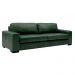 Sofá 3 Lugares Sala de Estar Pés Madeira Aisla 210 cm Couro/Verde G43 - Gran Belo