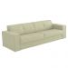 Sofá 3 Lugares Sala de Estar Pés Madeira Laus 208 cm Couro Off White G43 - Gran Belo