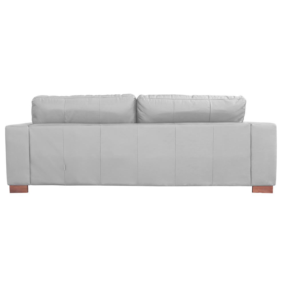 Sofá 3 Lugares Sala de Estar Pés Madeira kenny 210 cm Couro Cinza G43 - Gran Belo
