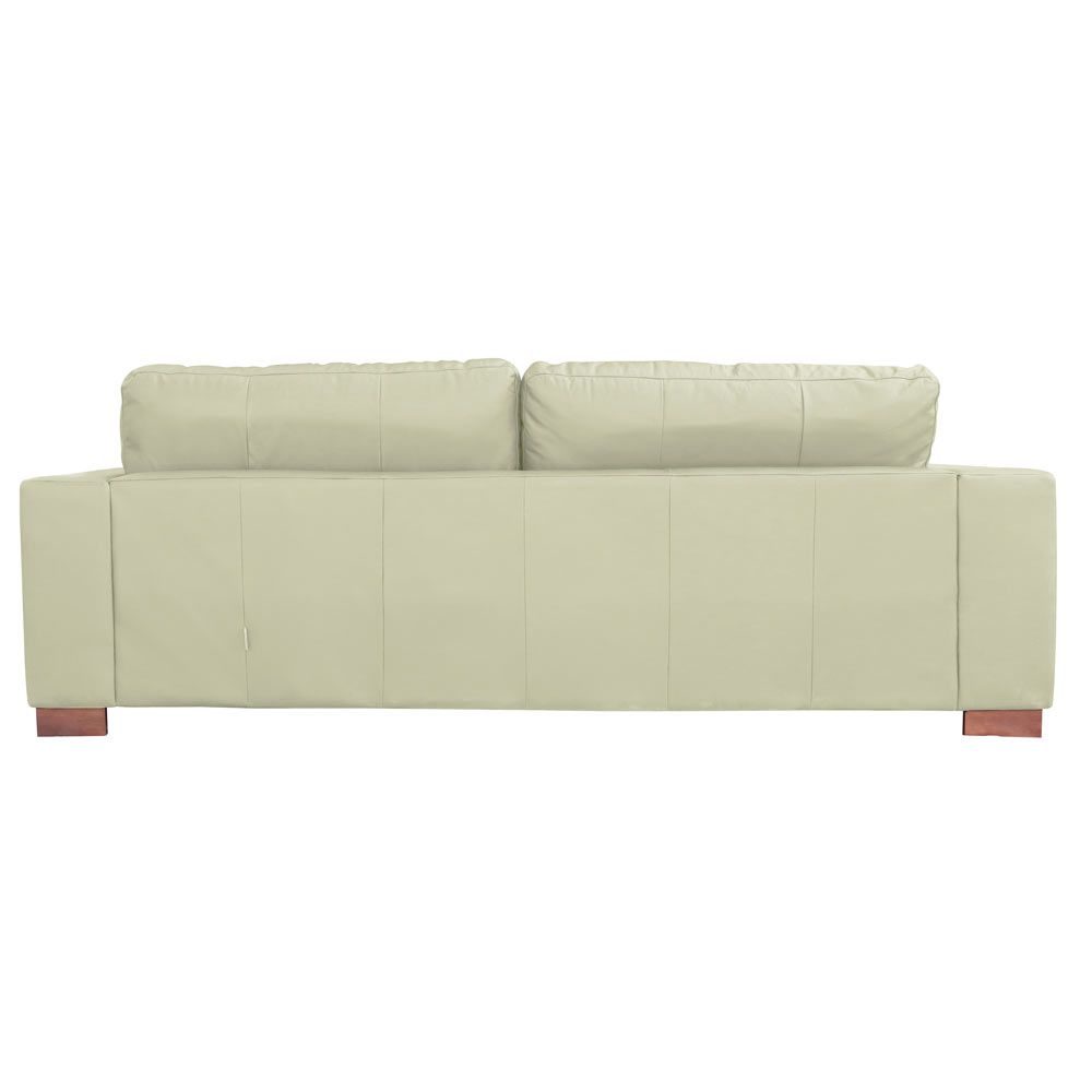 Sofá 3 Lugares Sala de Estar Pés Madeira kenny 210 cm Couro Off White G43 - Gran Belo