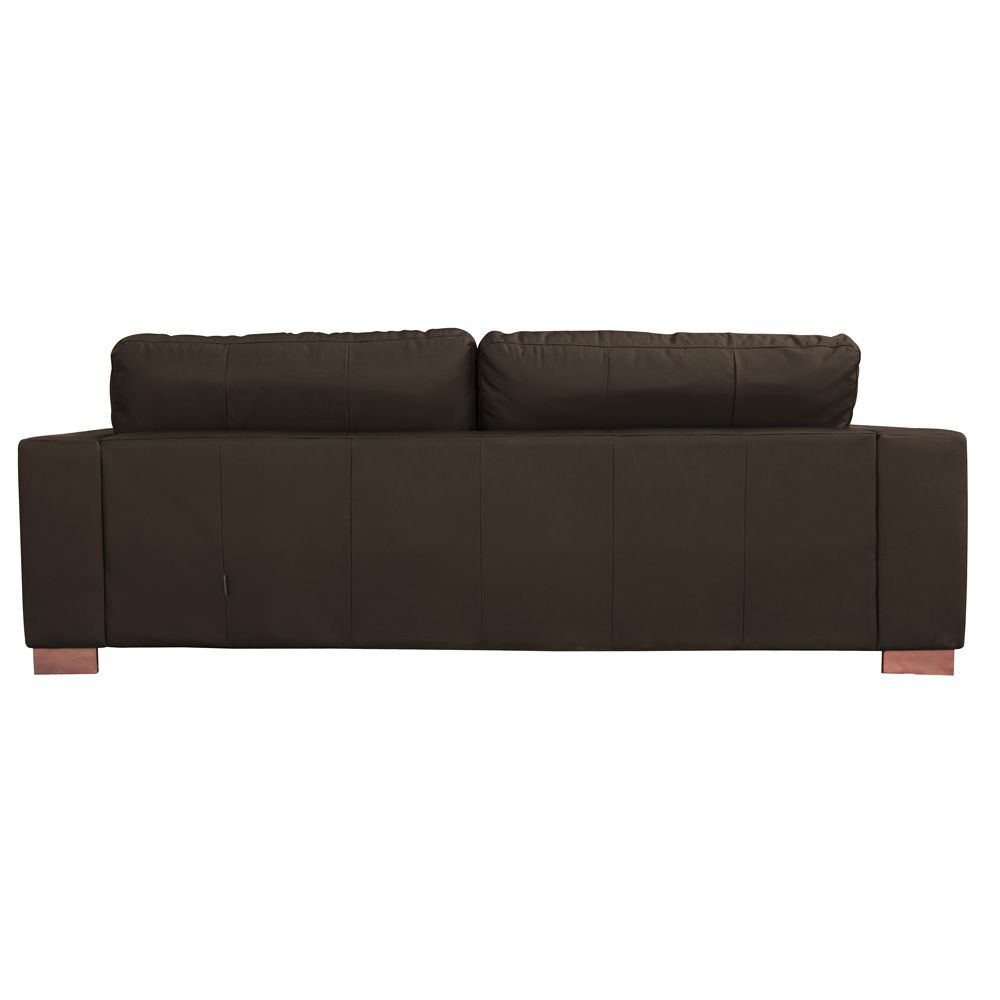 Sofá 3 Lugares Sala de Estar Pés Madeira kenny 210 cm Couro Tabaco G43 - Gran Belo
