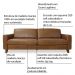 Sofá 3 Lugares Sala de Estar Recepção 220cm Presley Couro Caramelo G52 - Gran Belo