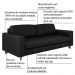 Sofá 3 Lugares Sala de Estar Recepção 220cm Presley Couro Preto G52 - Gran Belo