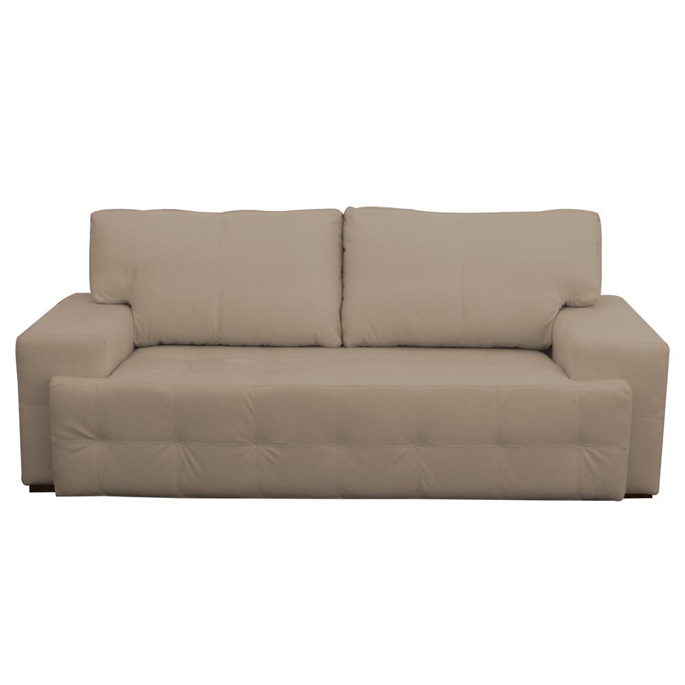 Sofá 3 Lugares Sala de Estar Roma 230 cm Couro Bege G58 - Gran Belo