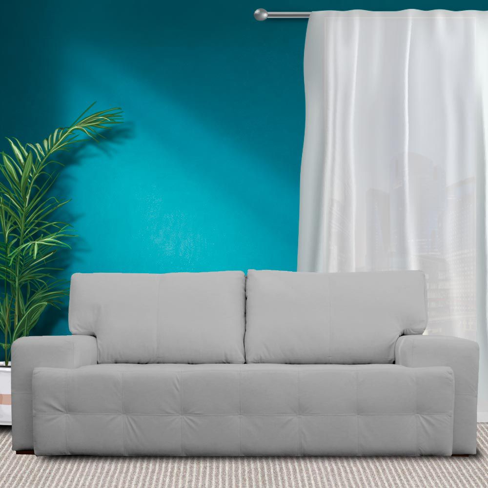Sofá 3 Lugares Sala de Estar Roma 230 cm Couro Branco G58 - Gran Belo