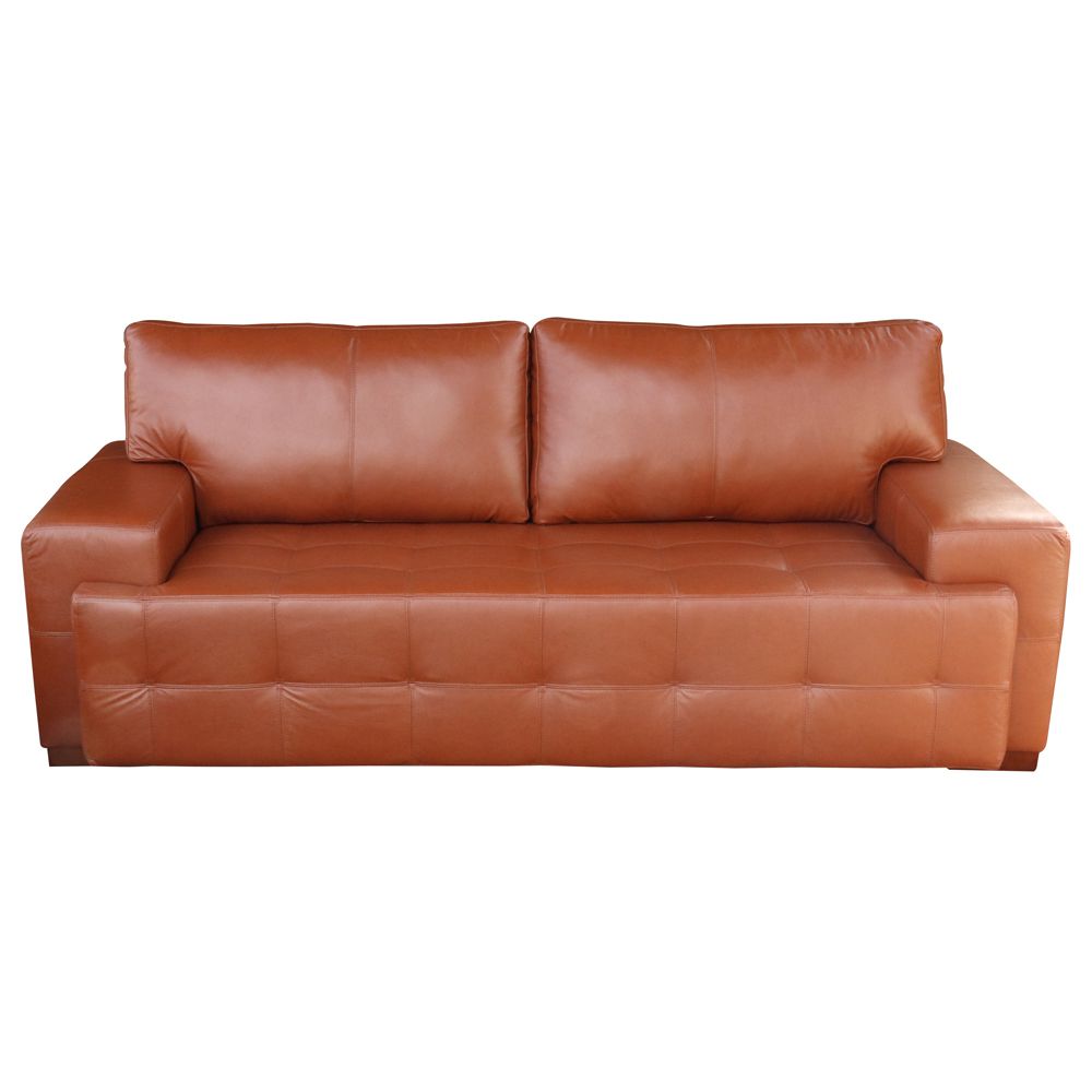 Sofá 3 Lugares Sala de Estar Roma 230 cm Couro Conhaque G58 - Gran Belo
