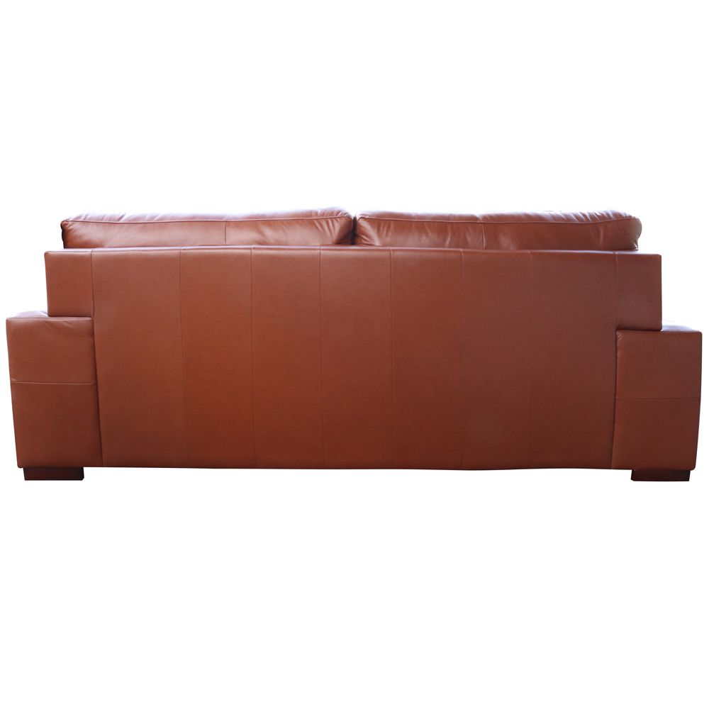 Sofá 3 Lugares Sala de Estar Roma 230 cm Couro Conhaque G58 - Gran Belo