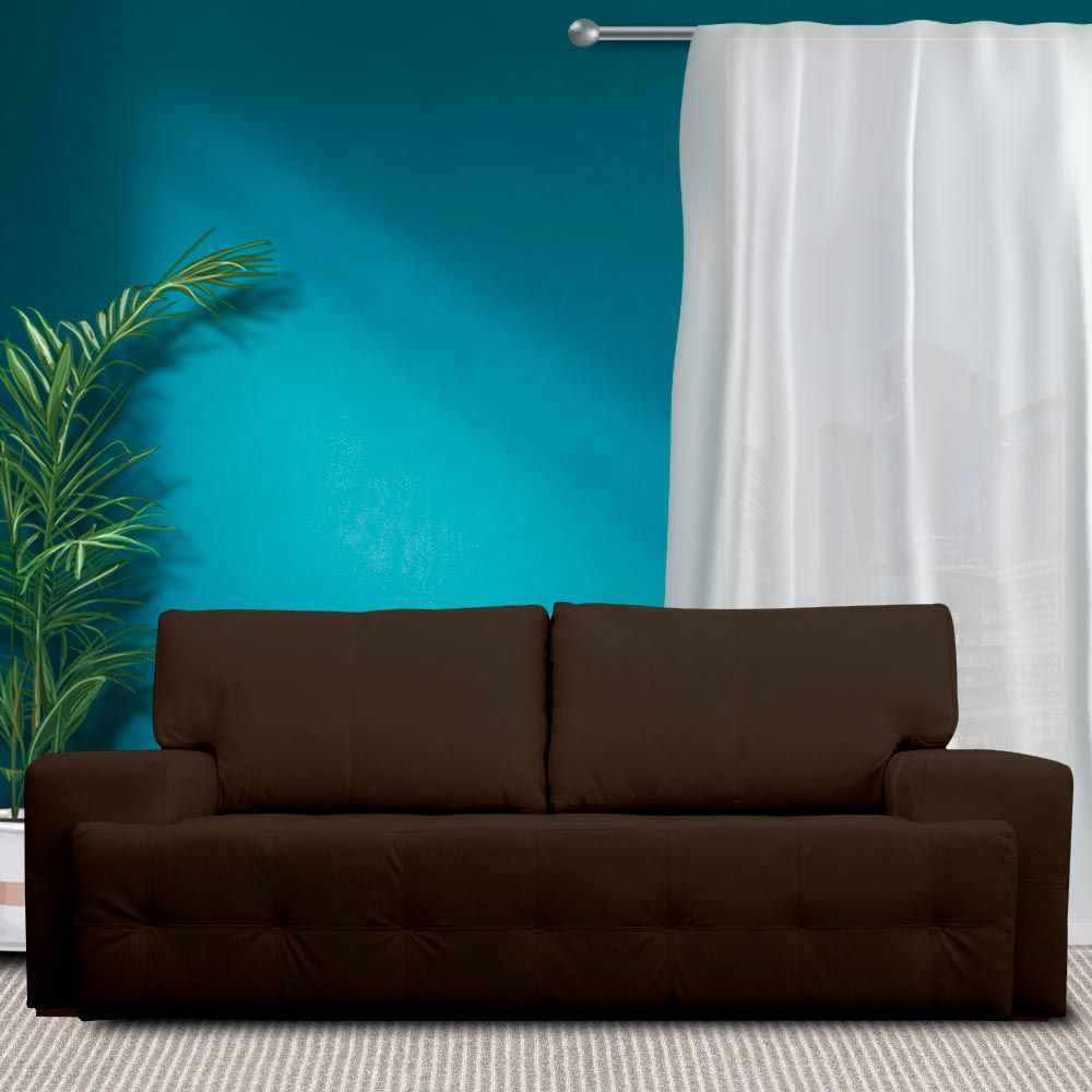 Sofá 3 Lugares Sala de Estar Roma 230 cm Couro Marrom G58 - Gran Belo