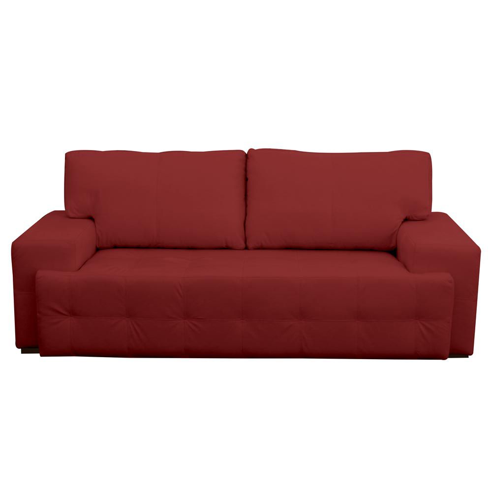Sofá 3 Lugares Sala de Estar Roma 230 cm Couro Vermelho G58 - Gran Belo