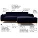 Sofá 3 Lugares com Chaise Base de Madeira Euro 230 cm Veludo Azul - Gran Belo