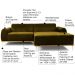 Sofá 3 Lugares com Chaise Base de Madeira Euro 230 cm Veludo Mostarda - Gran Belo