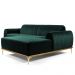Sofá 3 Lugares com Chaise Base de Madeira Euro 230 cm Veludo Verde - Gran Belo