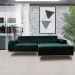 Sofá 3 Lugares com Chaise Base de Madeira Euro 230 cm Veludo Verde - Gran Belo