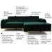 Sofá 3 Lugares com Chaise Base de Madeira Euro 230 cm Veludo Verde - Gran Belo
