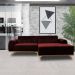 Sofá 3 Lugares com Chaise Base de Madeira Euro 245 cm Veludo Vinho - Gran Belo