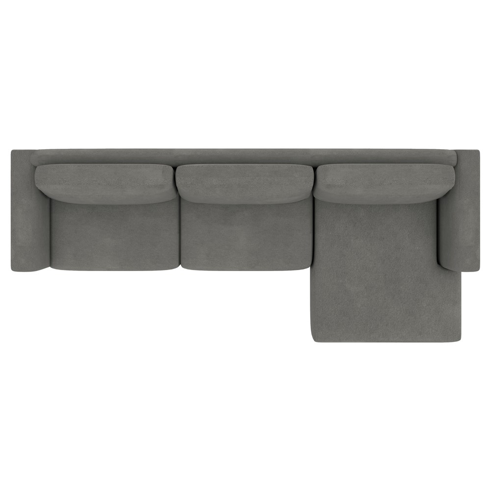 Sofá 310cm com Chaise Direita Franz Suede Grafite - Gran Belo