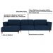 Sofá 310cm com Chaise Esquerda Franz Suede Azul G52 - Gran Belo