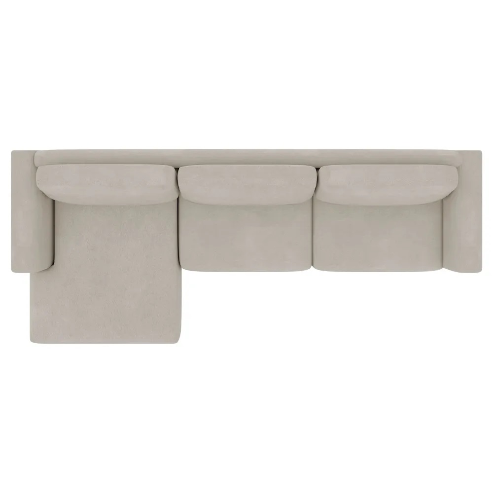 Sofá 310cm com Chaise Esquerda Franz Suede Bege G52 - Gran Belo