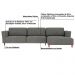 Sofá 330cm com Chaise Direita Franz Suede Grafite G52 - Gran Belo