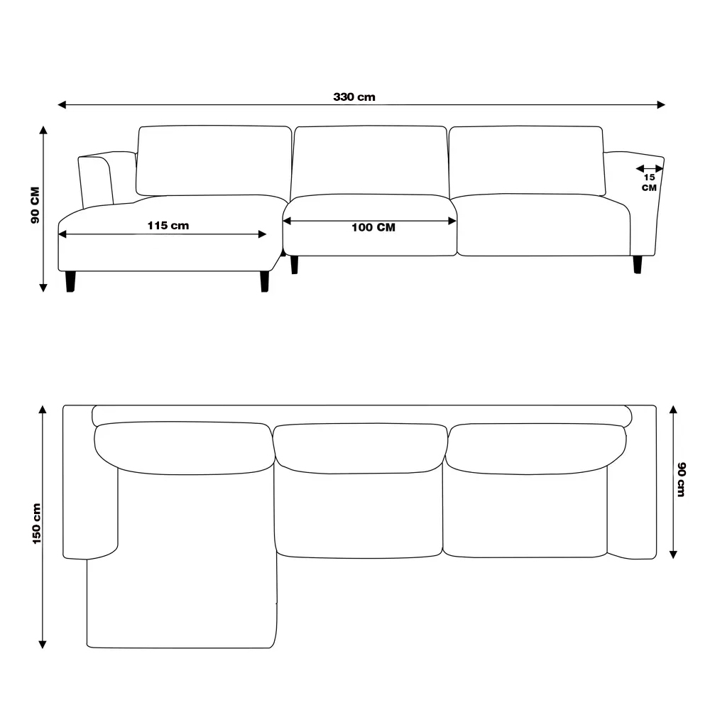 Sofá 330cm com Chaise Esquerda Franz Suede Bordô G52 - Gran Belo