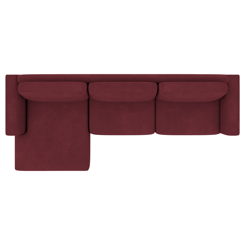 Sofá 330cm com Chaise Esquerda Franz Suede Bordô G52 - Gran Belo